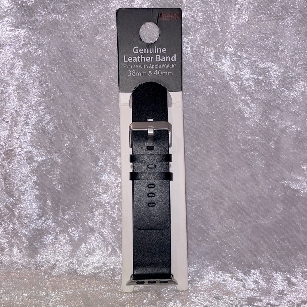 NWT Genuine Leather Black Apple Watch Loop Band, 38/40mm
